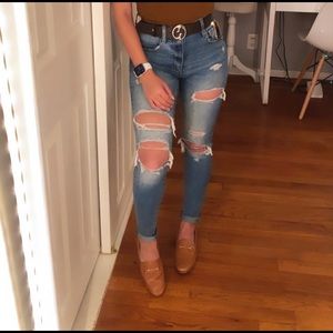 Garage high waisted ripped jeans